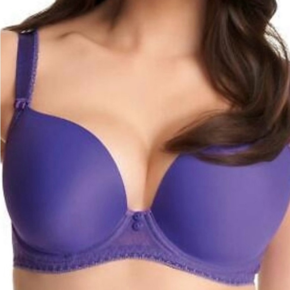 Freya Deco-Honey AA1254 Underwire Moulded Plunge Bra Iris Purple 32D Lingerie